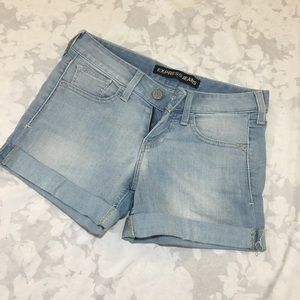Express Light Denim Cuff Shorts